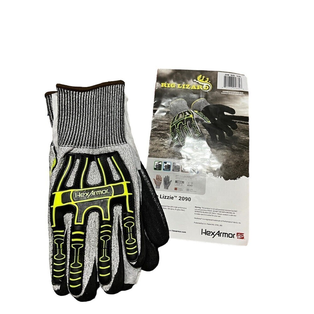 Hex Armor Rig Lizard 2090 cut 4 Level gloves, size 10 XL, New!